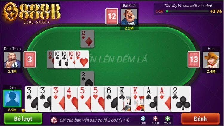 Mẹo chơi game bài Tiến lên đếm lá từ đối thủ